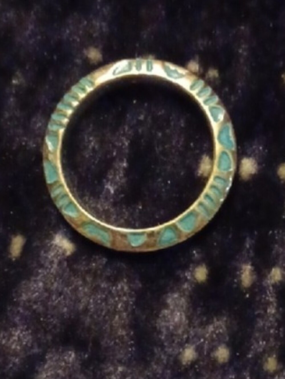 4/$30 Green Enamel Accent Ring with Gold-Tone Band
